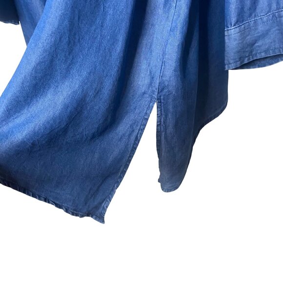 Zac & Rachel Womans Button Up Tunic Top 3X Blue Asymmetrical Lagenlook - Picture 5 of 10